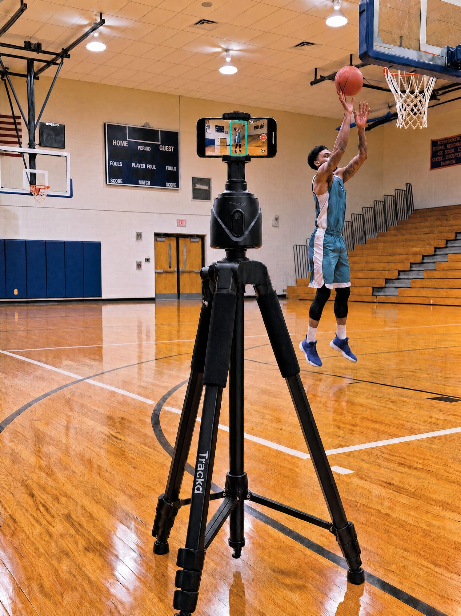Trackd motorised sports tracking mount filming basketball
